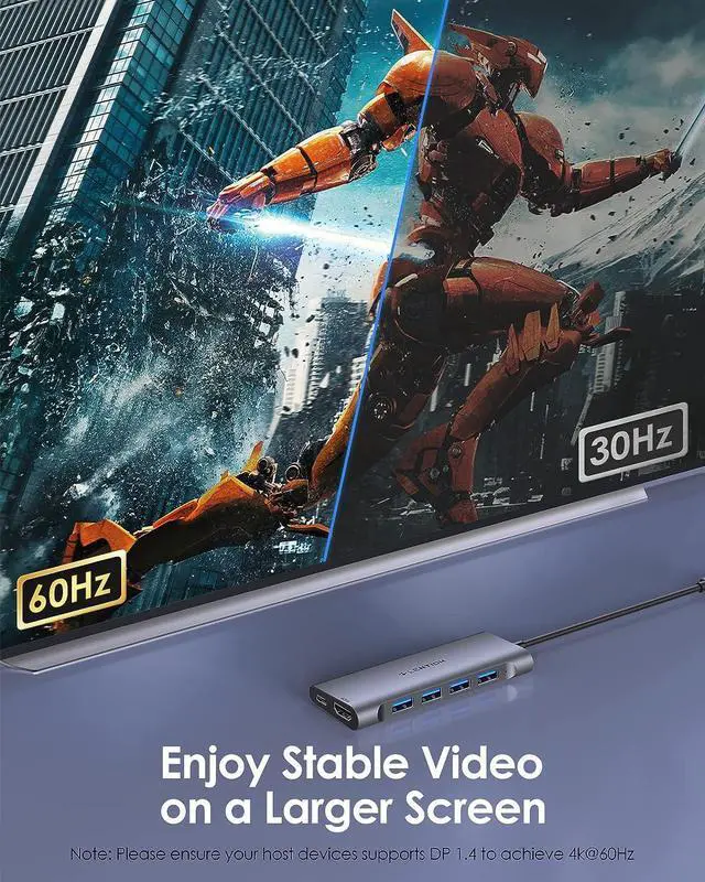 Alt view image 4 of 6 - LENTION USB C Hub with 4K HDMI Output(4K@60Hz), 4 USB 3.0, Type C Charging Dongle Compatible 2023-2016 MacBook Pro, New Mac Air, Steamdeck, Type C Devices, Stable Driver Adapter (CB-C35sH, Space Gray)