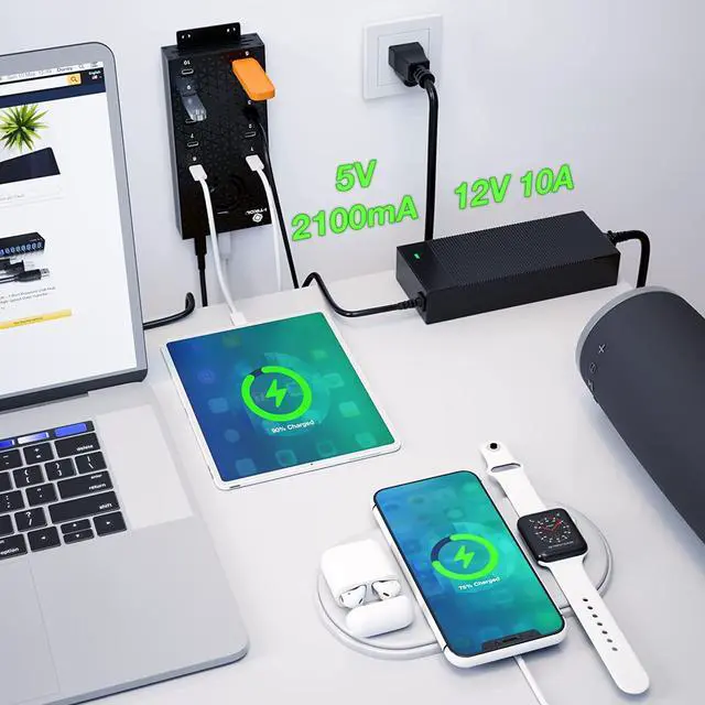 Alt view image 3 of 7 - USB 2.0 Hub Type-C Multi Safety 10 Ports Powered, with AC Adapter, Aluminum USB Splitter with Cooling Fan - Type C for Laptops & PC, PC,Flash Drives, HDD, Hard Drive, Mouse, XPS, Xbox, Keyboard