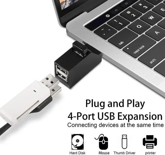 Alt view image 2 of 7 - QIANRENON USB Hub 90 Degree Splitter 3 Port USB 3.0 Adapter Portable Powered Data USB Hub Transfer for PC Laptop USB Flash DrivesBlack