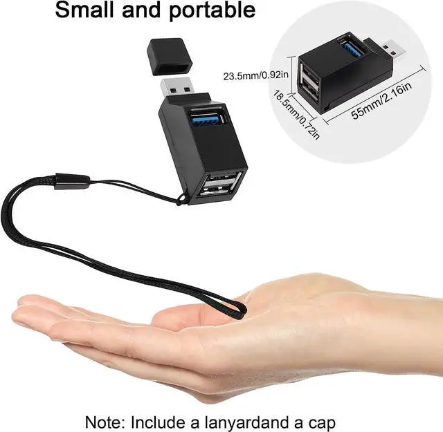 Alt view image 6 of 7 - QIANRENON USB Hub 90 Degree Splitter 3 Port USB 3.0 Adapter Portable Powered Data USB Hub Transfer for PC Laptop USB Flash DrivesBlack