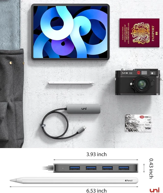 Alt view image 5 of 7 - uni USB C to USB Hub 4 Ports 2ft, Sturdy Braided USB Adapter for Laptop