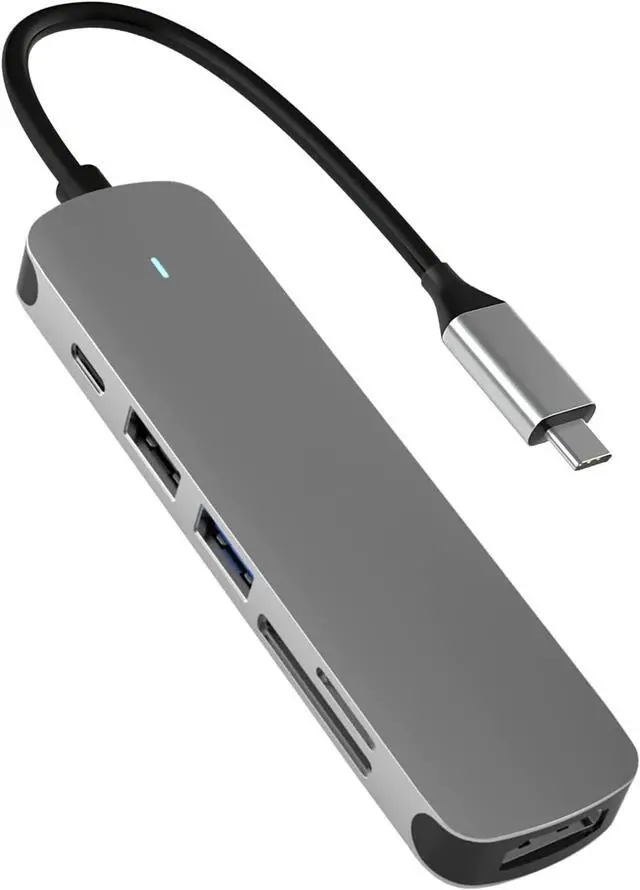 Main image of USB C HUB, Docking Station 6 in 1 with USB 3.0 Port, USB-C Port/PD, 4K HDMI and SD/TF Card Reader, USB C Adapter Compatible with MacBook Pro/Air Laptops and Other Type-C Devices