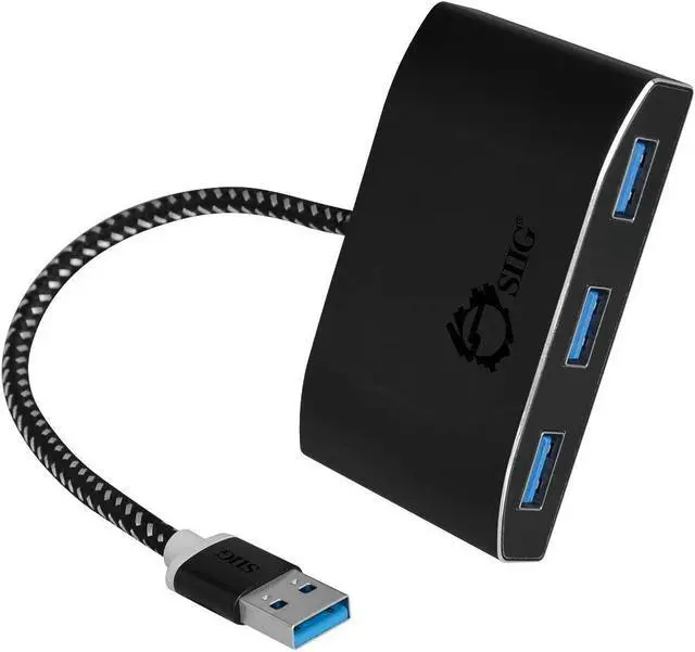 Alt view image 2 of 7 - SIIG SuperSpeed 4 Port USB 3.0 Hub With 5V Power Adapter and Woven Braided USB - Powered Hub & Port Adapter