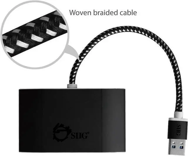 Alt view image 6 of 7 - SIIG SuperSpeed 4 Port USB 3.0 Hub With 5V Power Adapter and Woven Braided USB - Powered Hub & Port Adapter