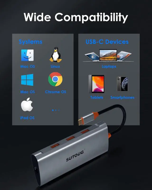 Alt view image 6 of 7 - 4 in 1 USB C Hub, USB C Adapter, USB Type C to USB 3.1 Adapter with SuperSpeed 10Gbps for MacBook Pro/Air
