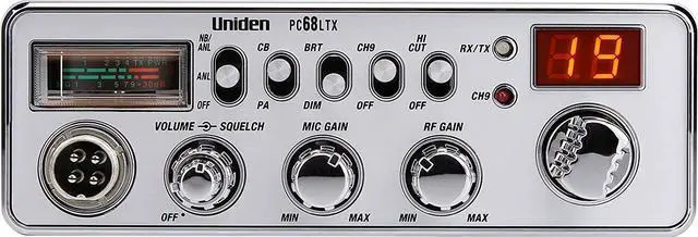 Alt view image 5 of 7 - PC68LTX 40-Channel CB Radio with PA/CB Switch, RF Gain and Mic Gain Control, Analog S/RF Meter, Instant Channel 9, Automatic Noise Limiter, and Hi-Cut Switch,Silver
