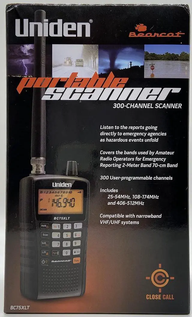 Alt view image 6 of 7 - Bearcat BC75XLT Handheld Scanner, 300 Channels, 10 banks, Close Call Technology, PC Programable, NOAA Weather, Aviation, Marine, Railroad, NASCAR, and Non-Digital Police/Fire/Public Safety