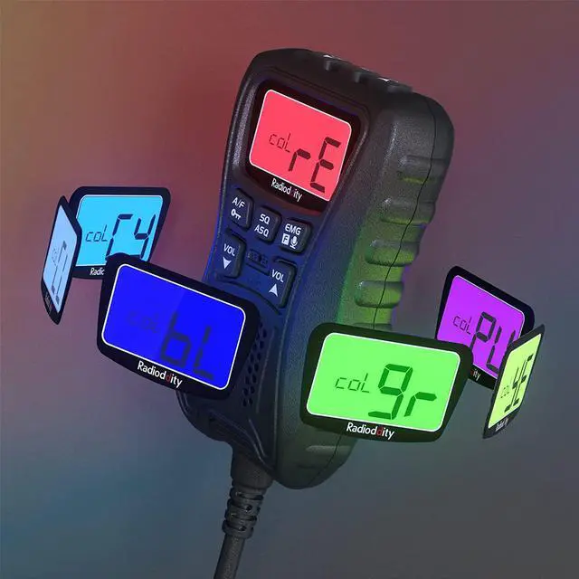 Alt view image 2 of 7 - Radioddity CS-47 Small CB Radio, AM/FM, 40-Channel, One Hander Microhone Built-in Speaker Noise Reduction, Large 7-Color Backlit LCD Display, VOX, RF Gain Long-Range for Offroad, Trucker, Backcountry