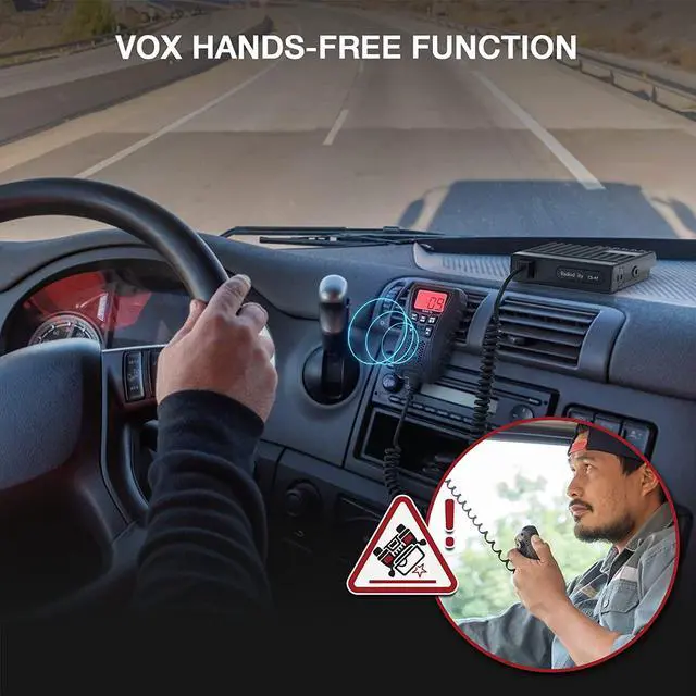 Alt view image 3 of 7 - Radioddity CS-47 Small CB Radio, AM/FM, 40-Channel, One Hander Microhone Built-in Speaker Noise Reduction, Large 7-Color Backlit LCD Display, VOX, RF Gain Long-Range for Offroad, Trucker, Backcountry