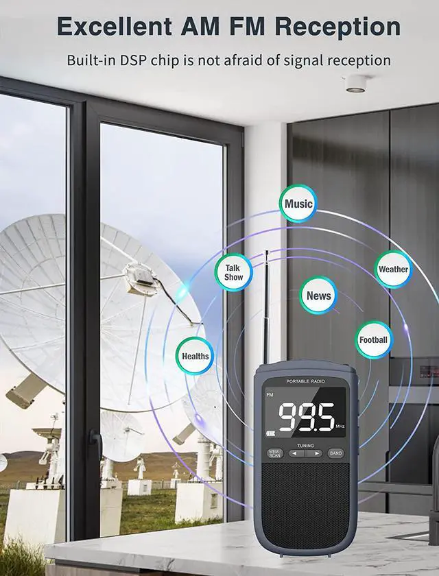 Alt view image 3 of 7 - AM FM Walkman Radio:900mAh Rechargeable Portable Transistor Pocket Radio with Best Reception Digital Tuning, LCD Screen,Stereo Earphone Jack, Sleep Timer and Alarm Clock for Jogging,Walking Grey