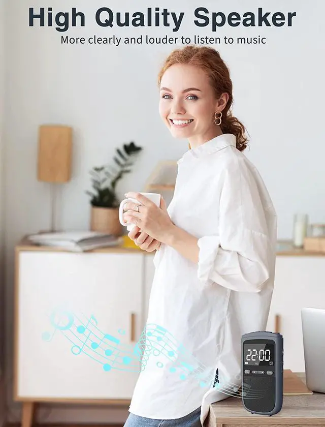 Alt view image 5 of 7 - AM FM Walkman Radio:900mAh Rechargeable Portable Transistor Pocket Radio with Best Reception Digital Tuning, LCD Screen,Stereo Earphone Jack, Sleep Timer and Alarm Clock for Jogging,Walking Grey