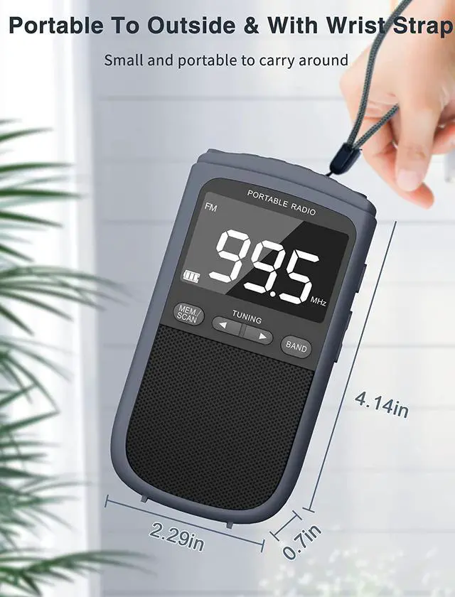 Alt view image 7 of 7 - AM FM Walkman Radio:900mAh Rechargeable Portable Transistor Pocket Radio with Best Reception Digital Tuning, LCD Screen,Stereo Earphone Jack, Sleep Timer and Alarm Clock for Jogging,Walking Grey