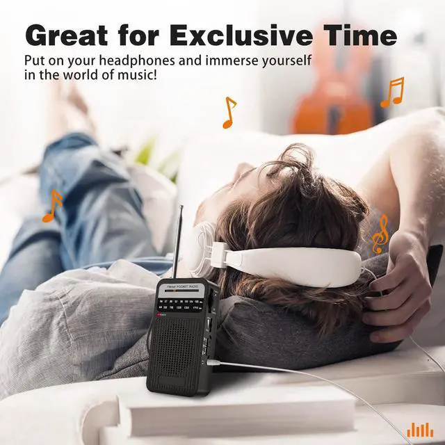 Alt view image 5 of 7 - Portable Radio AM FM with Long Range Reception, Goodes Transistor Radio with Loud Speaker, Headphone Jack, 2AA Battery Operated, Loud Speaker, Suitable for Indoor, Outdoor and Emergency Use