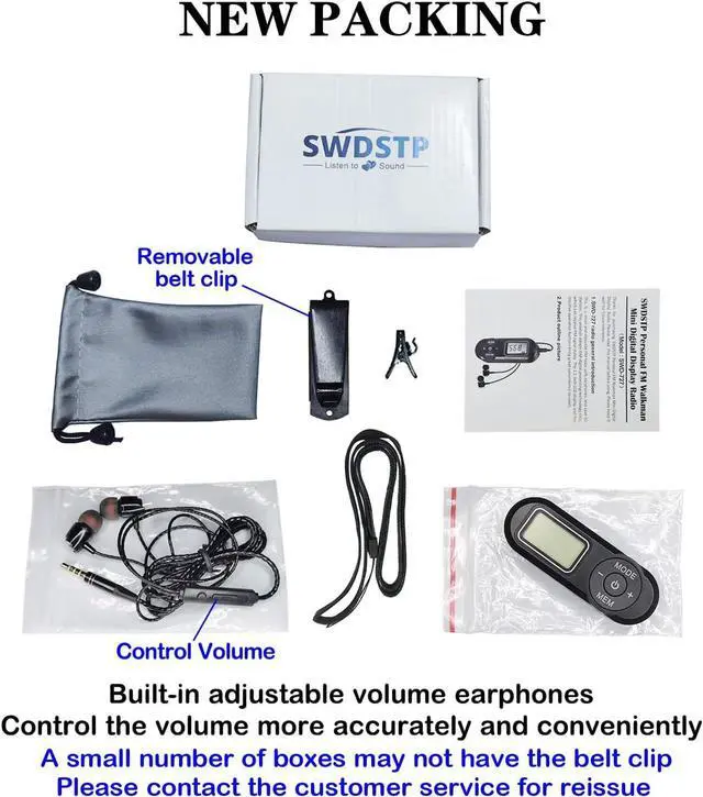 Alt view image 6 of 7 - SWDSTP Personal Portable FM Radio, Pocket Radio with Excellent Reception | Digital Tuning LCD Display, Stereo Headphones with Volume Control Slider, Removable Clip, Mini Radio for Walking, Jogging