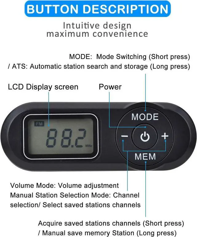 Alt view image 4 of 7 - Portable Radio, ZHIWHIS FM Digital Tuner with Best Reception, Pocket Transistor Receiver with Stereo Sound, Battery Operated Walkmen with Scan and Preset Black