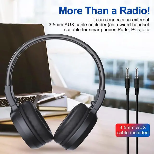 Alt view image 6 of 6 - F4 Rechargeable & Portable Personal FM Radio Headphones with Best Reception, FM Headset Radio Receiver for Meeting, Daily Works, Hiking, Jogging