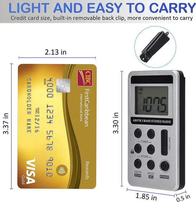 Alt view image 6 of 7 - Portable AM FM Radio with Digital Tuning LCD Display, SWDSTP Rechargeable Pocket Radio with Stereo Earphone and Detachable Belt Clip for Walking, Jogging