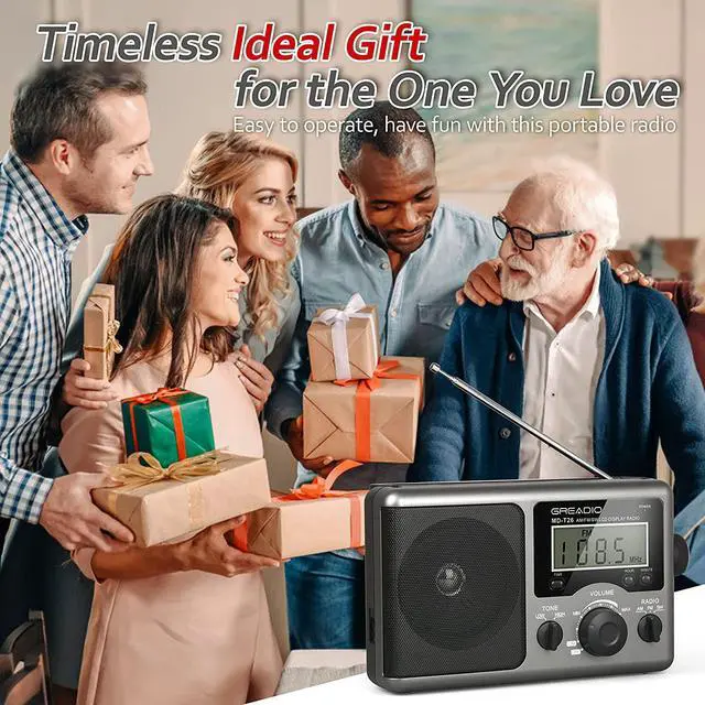 Alt view image 7 of 7 - Greadio Portable Shortwave Radio with Best Reception,AM FM Transistor,LCD Display,Time Setting,Battery Operated by 4 D Cell Batteries or AC Power,Big Speaker,Earphone Jack for Gift,Elder,Home