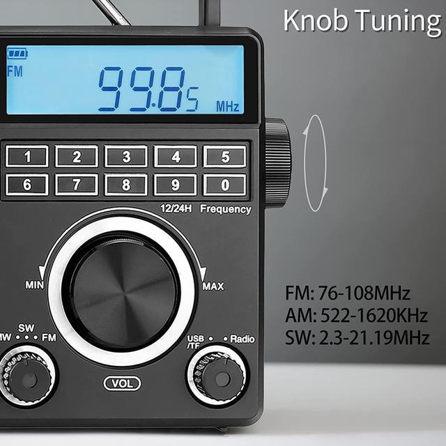 Main image of Retekess TR629 Portable Shortwave Radios, Digital Radio AM FM Plug in with DSP, Support Backlight LCD Display, Digital Tuning and Preset, USB, Micro SD, Clock, Recorder