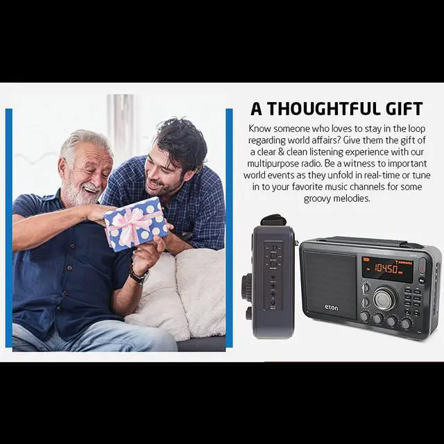 Alt view image 5 of 6 - Eton - Elite Field AM/FM/Shortwave Desktop Radio with Bluetooth, Mineral Grey, 2-Band, Bluetooth Ready, LCD Display, Headphone Jack, Strong Anti-Interference, 50 Station Memory