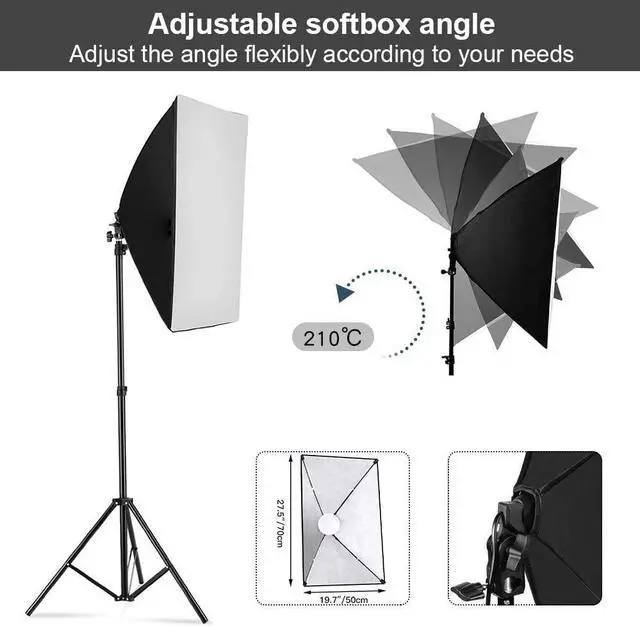 Alt view image 3 of 6 - MOUNTDOG Softbox Lighting Kit, 2x19.7"x27.5" Photography Continuous Lighting System with 2pcs 85W 5700K E27 Socket LED Bulbs and Remote for Portrait Product Fashion Photography