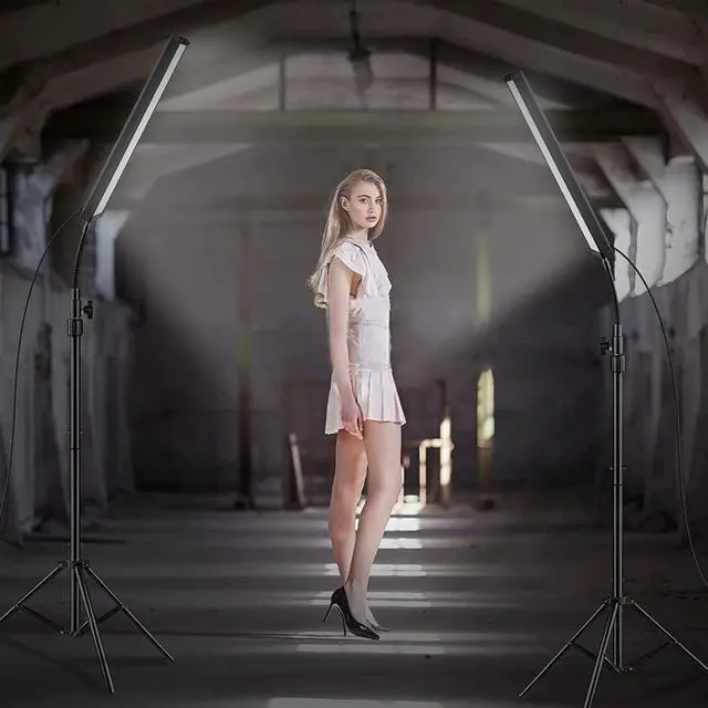 Alt view image 3 of 6 - LED Video Light Stick Wand Kit-Photography Lighting with Adjustable Tripod Stand, 9 Color Filters, Gepege 2 Packs 5600K Dimmable Portable Video Studio Lighting for Live Streaming/Portrait/Vlog