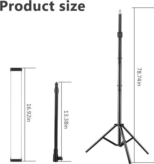 Alt view image 6 of 6 - LED Video Light Stick Wand Kit-Photography Lighting with Adjustable Tripod Stand, 9 Color Filters, Gepege 2 Packs 5600K Dimmable Portable Video Studio Lighting for Live Streaming/Portrait/Vlog