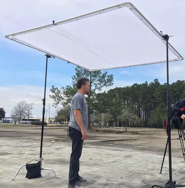 Alt view image 5 of 7 - Glide Gear BFS 100 Butterfly Scrim 4x4, 6x6, 8x8 Diffuser 3 Nylon Silks, Quick-Setup Frame, C-Stand Clamps Included