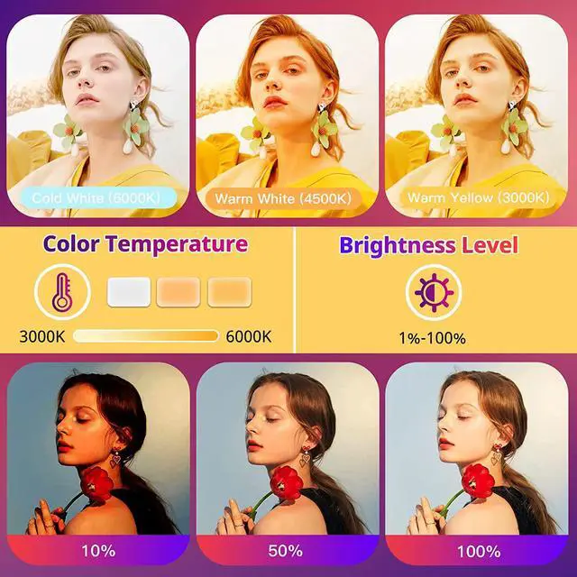 Alt view image 3 of 6 - Torjim RGB Photography Video Lighting,Studio Lights with Adjustable Tripod Stand - 16 Color Lighting for Video Recording/YouTube/TikTok/Live Streaming/Make up/Vlogging