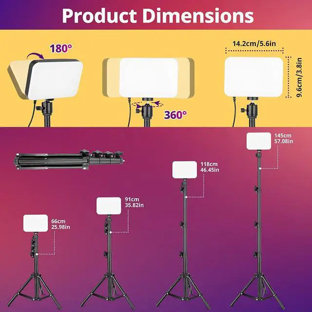 Alt view image 4 of 6 - Torjim RGB Photography Video Lighting,Studio Lights with Adjustable Tripod Stand - 16 Color Lighting for Video Recording/YouTube/TikTok/Live Streaming/Make up/Vlogging