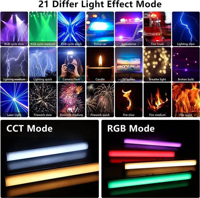 Alt view image 2 of 7 - RGB Led Video Light Stick Wand, Obeamiu 2600-9600K Portable Studio Photography Lighting, 5000mAh Rechargeable Battery, 21 Lights Effects for YouTube, Painting, Vlog, Live Streaming, Self Broadcasting