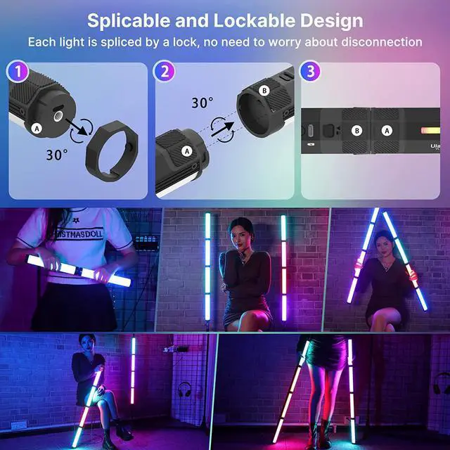 Alt view image 4 of 6 - VL110 RGB Light Wand, Handheld Light Stick Camera LED Video Tube Light Bar, 2500-9000K Dimmable, 2600mAh Battry CRI 95+ with Magnetic Attraction for Photography Vlog TIK Tok
