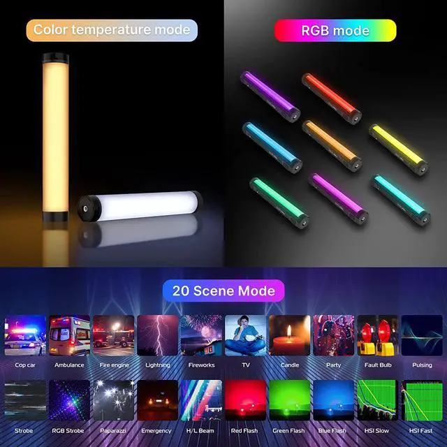 Alt view image 5 of 6 - VL110 RGB Light Wand, Handheld Light Stick Camera LED Video Tube Light Bar, 2500-9000K Dimmable, 2600mAh Battry CRI 95+ with Magnetic Attraction for Photography Vlog TIK Tok