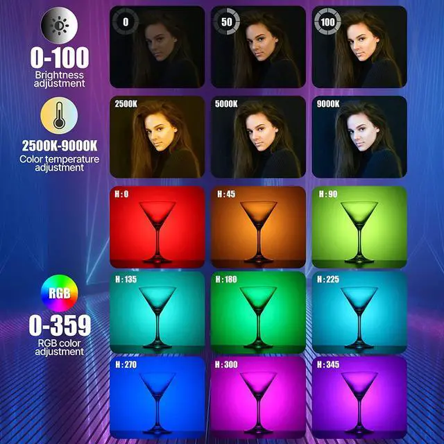 Alt view image 6 of 6 - VL110 RGB Light Wand, Handheld Light Stick Camera LED Video Tube Light Bar, 2500-9000K Dimmable, 2600mAh Battry CRI 95+ with Magnetic Attraction for Photography Vlog TIK Tok
