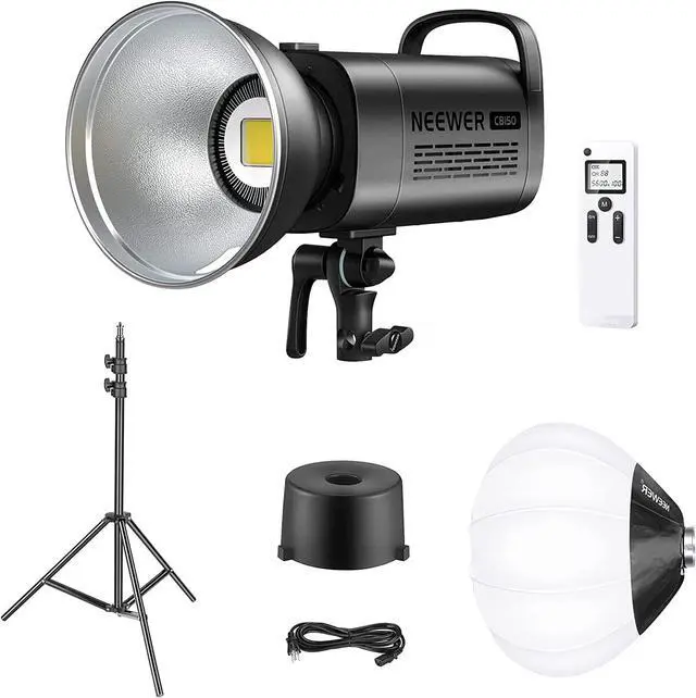 Main image of Neewer 150W 5600K LED Video Light, CB150 2.4G LED Video Lighting Kit with Light Stand/Bowens Mount/Remote/Lantern Softbox, 13000Lux/1m, CRI/TLCI 97+ for Photo Video Studio Lighting Photography