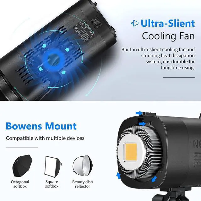 Alt view image 5 of 7 - Neewer 150W 5600K LED Video Light, CB150 2.4G LED Video Lighting Kit with Light Stand/Bowens Mount/Remote/Lantern Softbox, 13000Lux/1m, CRI/TLCI 97+ for Photo Video Studio Lighting Photography