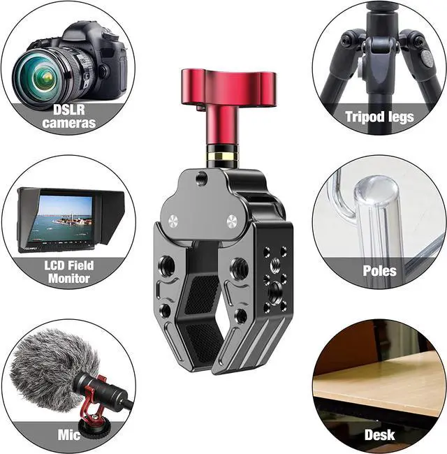Alt view image 6 of 7 - Super Clamp with 1/4&3/8 Standard Stud for Photo Video Studio