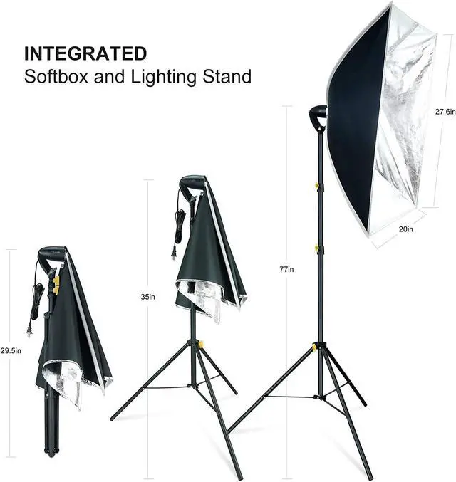 Alt view image 5 of 7 - LINCO LED Softbox Photography Lighting Kit 20"x28" Professional Photography Studio Light Equipment with High Lumens Corn LED Bulb for Portraits Video Shooting AM289