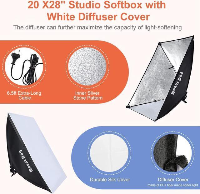 Alt view image 6 of 7 - MOUNTDOG Softbox Photography Lighting Kit Softbox Light Photography Studio Lights 2X20 X28 E27 95W 5500K Soft Box Light Professional Photo Equipment for Photoshoot Video Recording Portraits Shooting