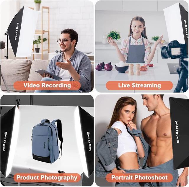 Alt view image 7 of 7 - MOUNTDOG Softbox Photography Lighting Kit Softbox Light Photography Studio Lights 2X20 X28 E27 95W 5500K Soft Box Light Professional Photo Equipment for Photoshoot Video Recording Portraits Shooting