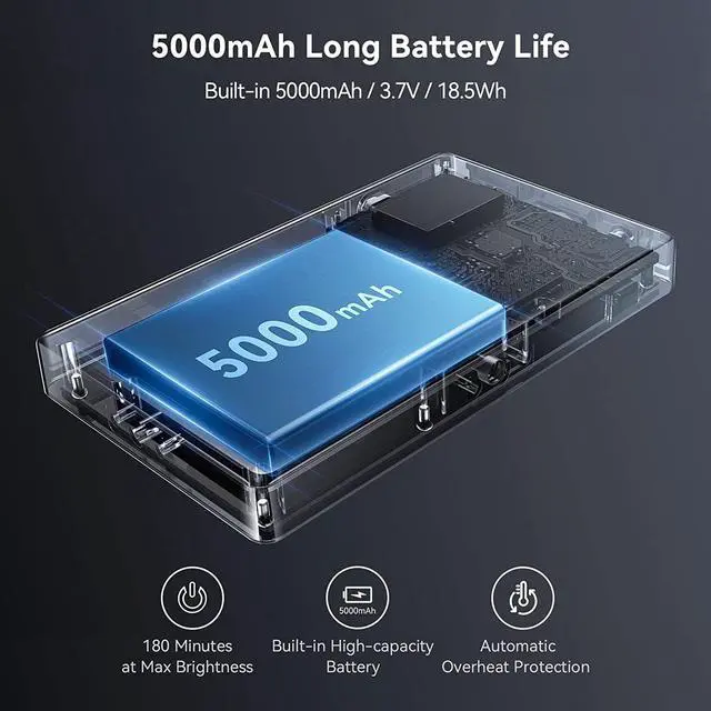 Alt view image 2 of 7 - RM120 RGB Video Light, 5000mAh 180 Minutes Portable Camera Light 7W Output Power, LED Video Light Panel, 2500-8500K CRI TLCI 98+ for TikTok, Content Creator, Photographer