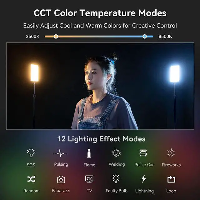 Alt view image 6 of 7 - RM120 RGB Video Light, 5000mAh 180 Minutes Portable Camera Light 7W Output Power, LED Video Light Panel, 2500-8500K CRI TLCI 98+ for TikTok, Content Creator, Photographer