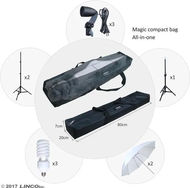 Alt view image 4 of 7 - LINCO Lincostore Photography Photo Portrait Studio 600W Umbrella Continuous Lighting Kit AM112