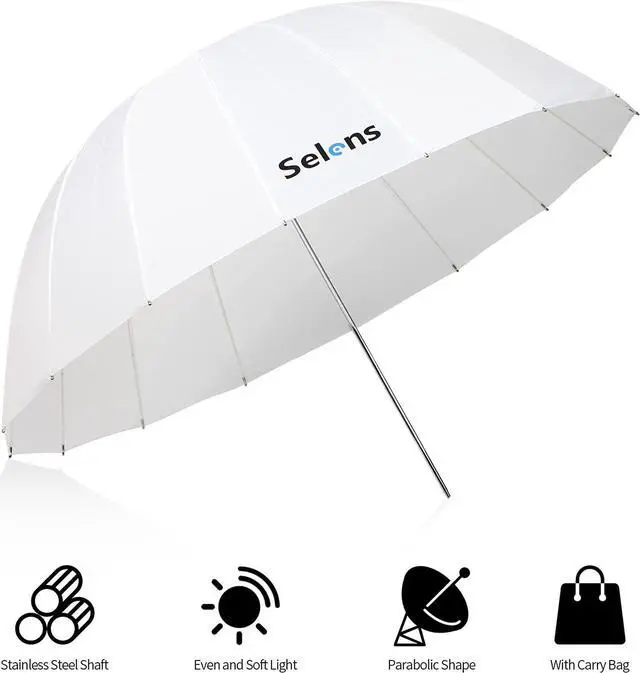 Alt view image 2 of 7 - Selens 41inch/104cm Diameter White Translucent Reflective Lighting Umbrella for Photo Video Studio, Lighting Diffuser