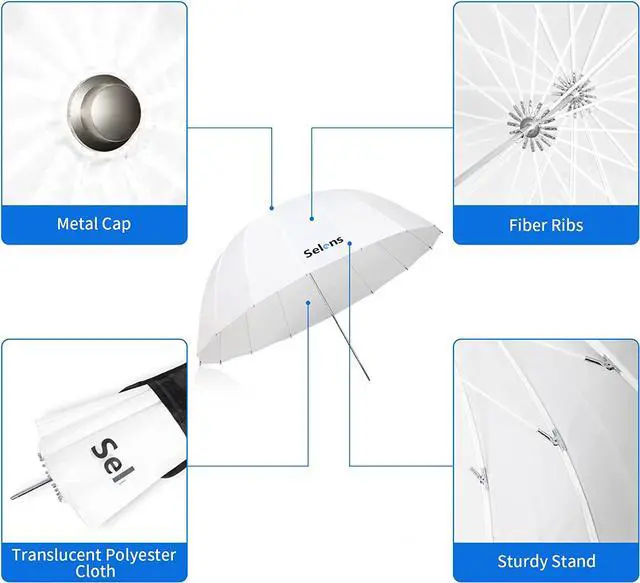 Alt view image 5 of 7 - Selens 41inch/104cm Diameter White Translucent Reflective Lighting Umbrella for Photo Video Studio, Lighting Diffuser
