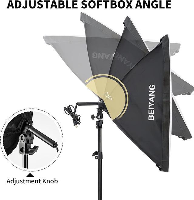 Alt view image 2 of 7 - Softbox Lighting Kit Photography Soft Box 20'' X 28'', 85W Studio 6000k Bulb LED Light, 6.7'Light Stand, Remote Set, BEIYANG