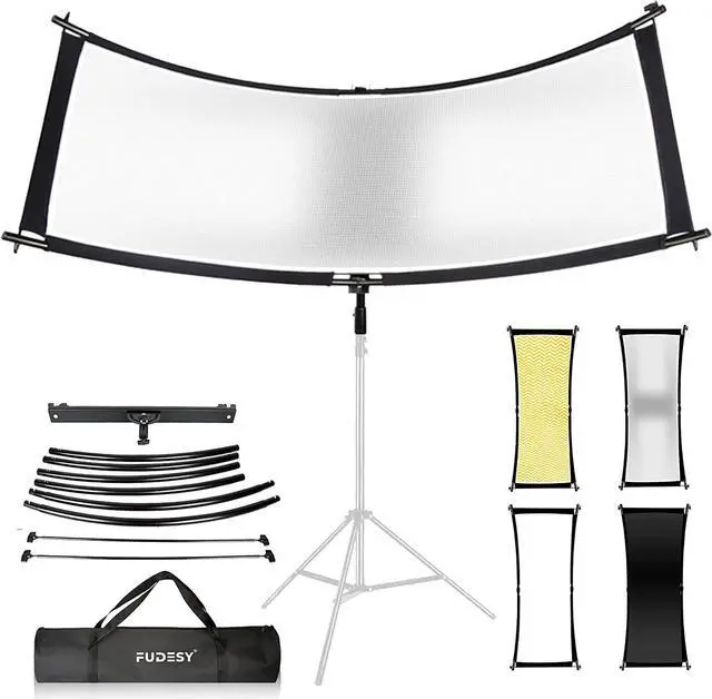 Main image of Clamshell Light Reflector/Diffuser,67"x24" Curved Photography Lighting Reflector for Photo Video Studio Shooting with Black/Silver/White/Gold Reflectors,Carry Bag