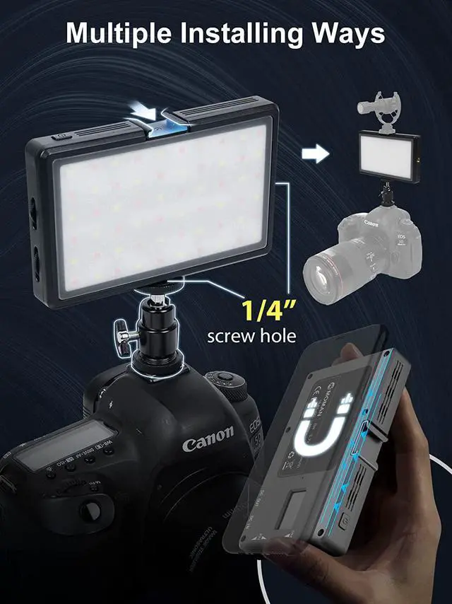 Alt view image 6 of 7 - RGB LED Video Light, Moman Camera Light for Photography, Portable 5000mAh Video Recording Lights with Cold Shoe, Mini Light CRI98+Dimmable 2500-9000K Video Lighting, On-Camera-LED-Video-Light