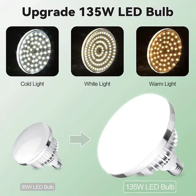 Alt view image 2 of 7 - Skytex 2Pack 135W Photography Light Bulb Dimmable Tricolor LED Bulbs 2700-6400K Colour Temperatures Softbox Bulb in E27 Socket for Photography Photo Video Studio Lighting