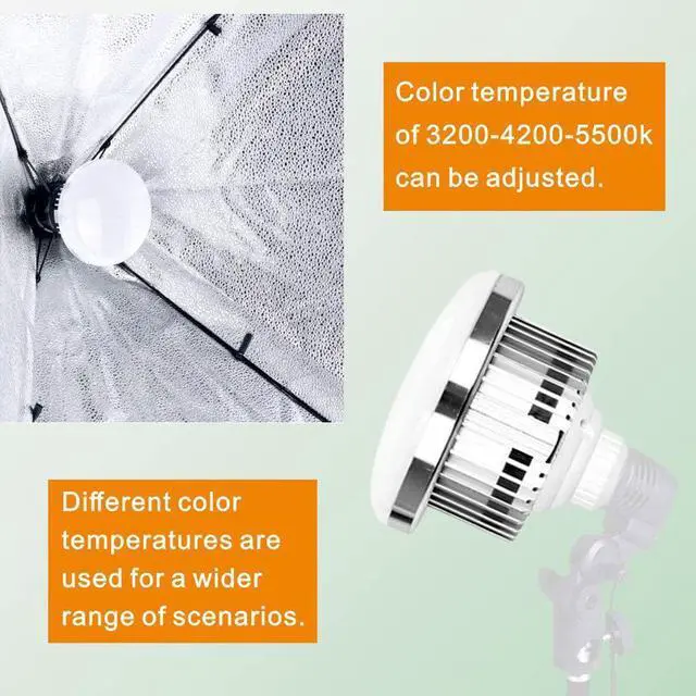 Alt view image 6 of 7 - Skytex 2Pack 135W Photography Light Bulb Dimmable Tricolor LED Bulbs 2700-6400K Colour Temperatures Softbox Bulb in E27 Socket for Photography Photo Video Studio Lighting